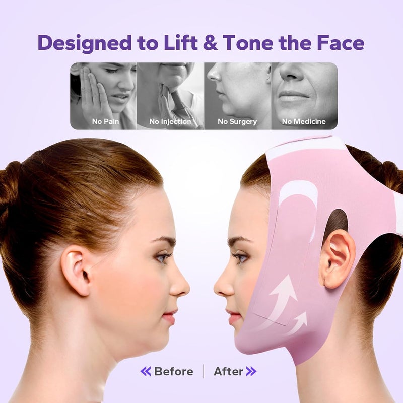 FairyFace Store حزام الذقن للنوم، حزام رفع خط V، قناع خط V، حزام وجه قابل لإعادة الاستخدام، لاصق رفع الذقن، حزام على شكل V، قناع وجه على شكل مخصص للترهل - Image 5